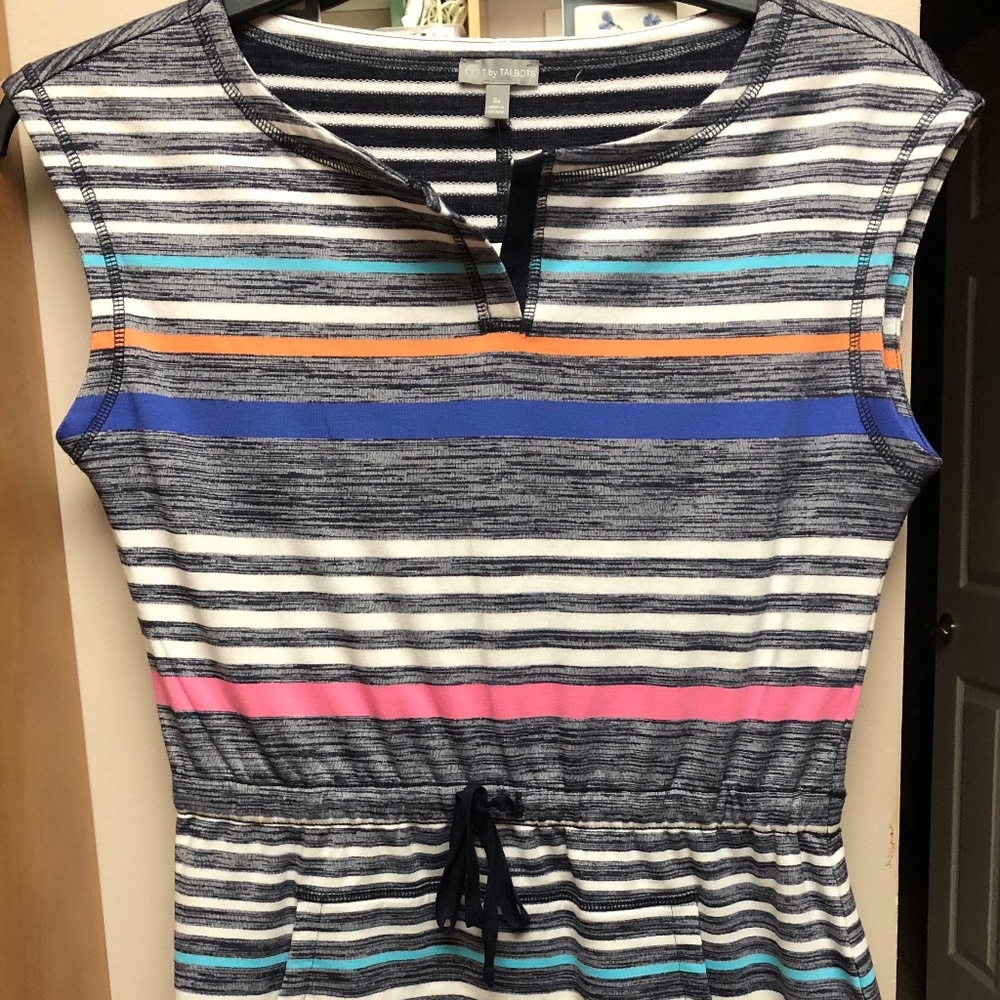New, Never Worn Talbots "T By Talbots" Sleeveless Striped Dress in Petite Small